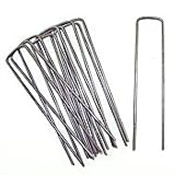 (Pack of 100) Rust Resistant 6 inch X 1 inch Landscape Fabric and Garden Anchor Pins Made with Galvanized Steel