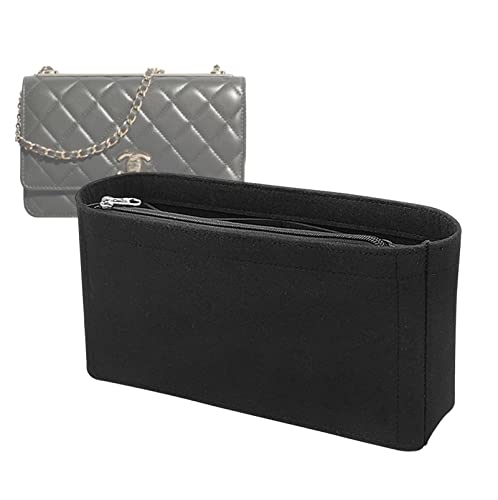 Lckaey Felt Bag Insert Organizer for woc liner chain bag lining storage bag insert 3005-black