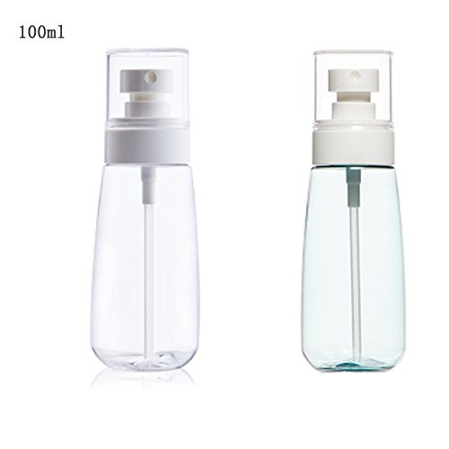 LaybooAirless Fine Mist Spray Bottles Refillable Travel Containers Water Mister Clear Plastic Atomizer for Cosmetic Makeup Skincare water (100ml, transparent+blu)