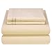 Mezzati Brushed Microfiber Bed Sheet Set - Ultra Soft and Lightweight for Ultimate Sleep Comfort, Wrinkle Free and Color Fade Resistant, 4 Piece Set (Beige,Queen Size)