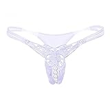 Ellen Women Sexy Lingerie Open Crotch Thong G-Strings with Pearl Massage Pearl G- Strings Sexy Panties Underwear for Women Black/Red/Pink/White Colour (White)