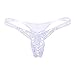 Ellen Women Sexy Lingerie Open Crotch Thong G-Strings with Pearl Massage Pearl G- Strings Sexy Panties Underwear for Women Black/Red/Pink/White Colour (White)