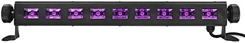 UV LED Bar Light 9X3W Blacklight Metallic Black Lights Fluorescent Black KASIMO Single Light Aluminum Alloy Casing Lightweight Fixture for Parties Halloween Club Lighting Playroom