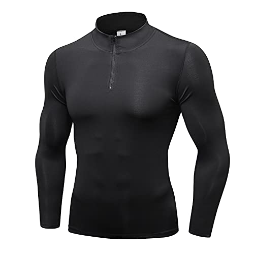 Men's Compression Long Sleeve T Shirts Sport Dry Slim Fit Zipper - Main Image