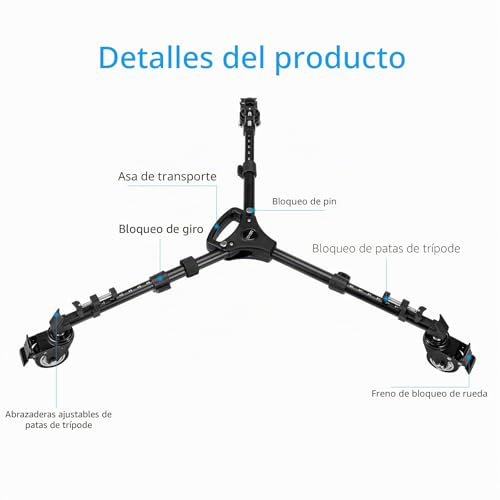 Cayer TD03 Tripod Photography Dolly, Tripod Wheels High Capacity 66lbs with 3 Inch Rubber Wheels, Adjustable Leg Mount Bag for Canon Nikon Sony DSLR Camcorder Photo Video Lighting Cameras