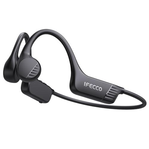 IFECCO Auriculares Conduccion Osea IP67 Impermeables | Cascos Osea con Micrófono,Bluetooth 6.0,para Correr Ciclismo Fitness,Oído Abierto