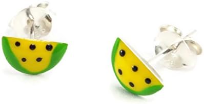 925 Sterling Silver Earrings Enamel Watermelon (1 Pair)