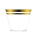 Delara Goods 100-Pack Premium 9 oz Double Gold Rimmed Disposable Plastic Cups for Parties, Dinners, Weddings. Excellent Disposable Wine Glasses, Cocktails, Champagne