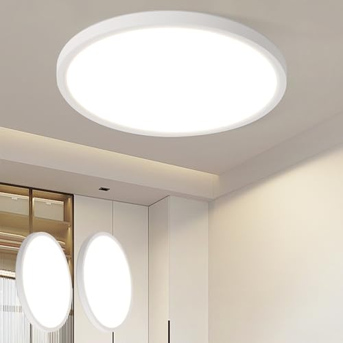 ZMH 2ER Deckenlampe LED Deckenleuchte Badezimmer - Badezimmerlampe Flach Ø30cm Rhombenplatte Küchenlampe Rund Schlafzimmerlampe Weiß 24W Flurlampe 300