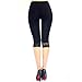 Liang Rou Women's Ultra Thin Stretch Cropped Leggings Black Lace Trim 2-Pack
