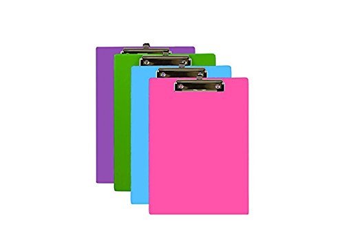 BAZIC Standard Size PVC Clipboard with Low Profile Clip, Assorted Colors, 4 Pack