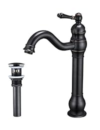 Bathfinesse - Grifo de lavabo para baño, cascada, con mango único, desagüe a juego, Bronce, 9410-ORB