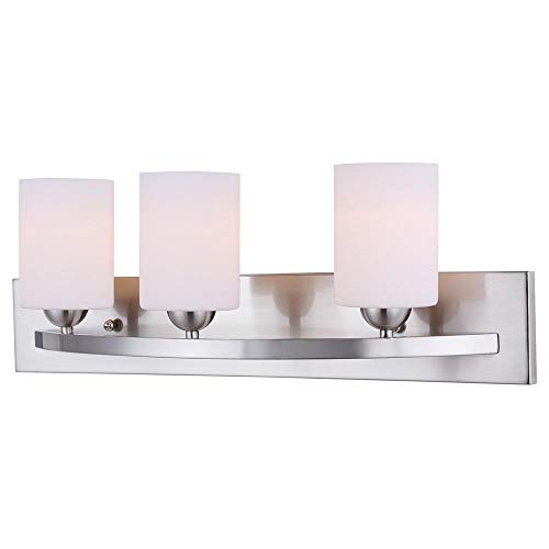 Bennington Lakeland 3-Bulb Bath Vanity Light Fixture Bar, Brushed Nickel