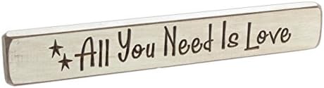Heartwood Hollow 12" x 1.5" Inspirational Engraved Wood Block Sign (All You Need is Love)