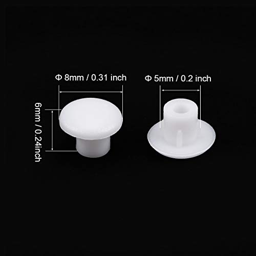 uxcell Shelf Peg Hole Plugs 5mm Dia Clear White Plastic Tube Cover for