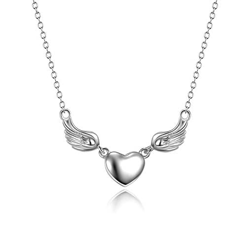VONALA Mothers Day Gifts Sterling Silver Angel Wing Heart Necklace for Women