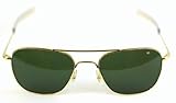 AO American Optical Original Pilot Sunglasses Gold 57mm Green Lens