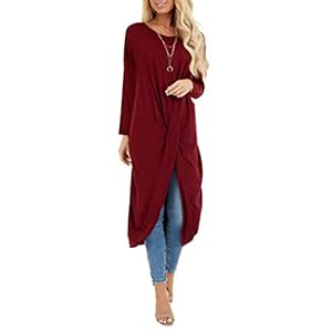 ZANZEA Dames Oversize Lange Mouw Jurken Onregelmatig Zoom Truijurk Casual Losse Lang Pullover Top