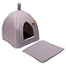 13 × 13 × 14 inches Hollypet Self-warming Comfortable Triangle Cat Bed Tent House, Graythumb 3