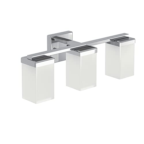 Moen YB8863CH 90 Degree 3-Light Dual-Mount Bath Bathroom Vanity Fixture with Fr…