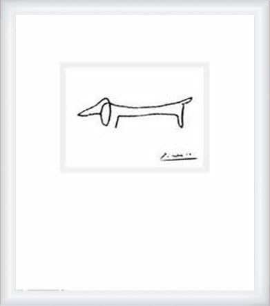 Amazon Co Jp ポスター パブロ ピカソ 犬 額装品 ウッドハイグレードフレーム ホワイト ホーム キッチン