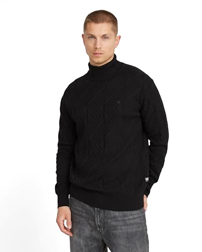G-STAR Uomo Zig-Zag Structure Turtle Knitted Sweater, Nero (dk black D25110-C259-6484), XS