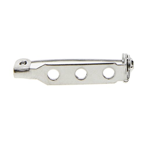 KeyZone 100 Pieces Silver Tone 1 Inch Locking Pin Backs Clasp Brooch for Badge Crafts, Jewelry Crafting
