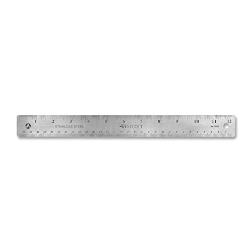 Westcott 10415 Stainless Steel Office Ruler With Non Slip Cork Base, 12"