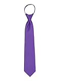Jacob Alexander Solid Color Boy's Pretied 14" Zipper Tie - Violet Purple