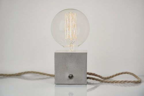 Concrete Lamp "The Cube" grey concrete table lamp with jute cable and extra large Edison bulb