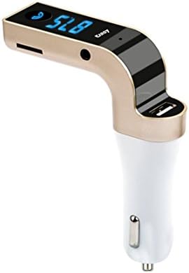 Bluetooth FM Transmitter,HSEE Wireless In-Car FM Adapter Car Kit with USB Car Charging for iPhone, Samsung, LG, HTC, Motorola, Sony and Other Android Smartphone (Gold)