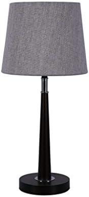 Anodetude,Contemporary Table Lamp, Solid Wooden Base with Chrome Deco,Includes Liner Fabric Shade and LED Bulb