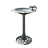 Alpine Corporation Plastic Birdbath and Feeder - Outdoor Decor for Garden, Patio, Deck, Porch - Green