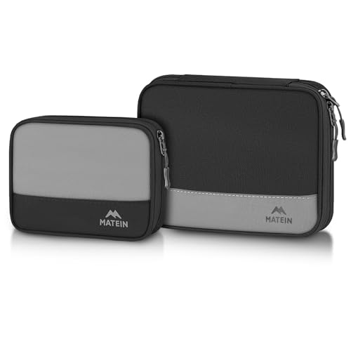 MATEIN Cord Organizer Travel Case 2 Pack, Water Resistant Tech Organizer Pouch for Small Electronic Accessories, Portable Electronics Case Carrying Bag for Cable, Changer, Earphone & Power Bank