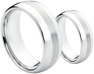 Brush Center Wedding Band Ring Set 