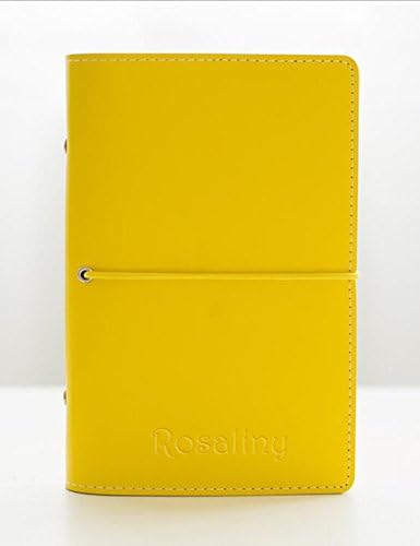 Leather Bullet journal,Portable Spiral Refillable Travelers Planner Notebook-Dotted &amp; Blank (Yellow)