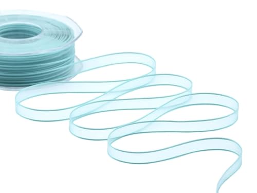Furlanis - Velo Bordi Raso, Nastro Decorativo per Confezioni, Bomboniere, Tessuto Italiano - Verde Acqua Marina, 10 mm x 50 m