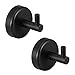 SouLips SUS 304 Stainless Steel Single Black Hangers for Towel Coat Robe Clothes Hat, Super Power Heavy Duty Wall Mount Modern Bath Hook, for Home Bedroom Bathroom Kitchen Hotel Toilet Garage, 2 Pack