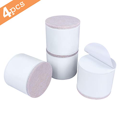Ezprotekt Lift Furniture Risers Solid Steel Bed Risers,Adds 2 Height to Heavy Furniture or Beds Self-Adhesive Furniture Chair Table Risers Round(Set of 4) Supports 20,000 lbs (White)