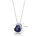 Tilted Heart Shape 4.50 carats Sterling Silver Rhodium Finish Created Blue Sapphire Pendant