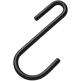 SayHi2U Heavy Duty S Hooks, Stainless Steel Rack Hooks Hanging Hangers S Shaped Hooks for Pan Pot Clothes Towel Bag Robe Plants (Black, 10 Pack)