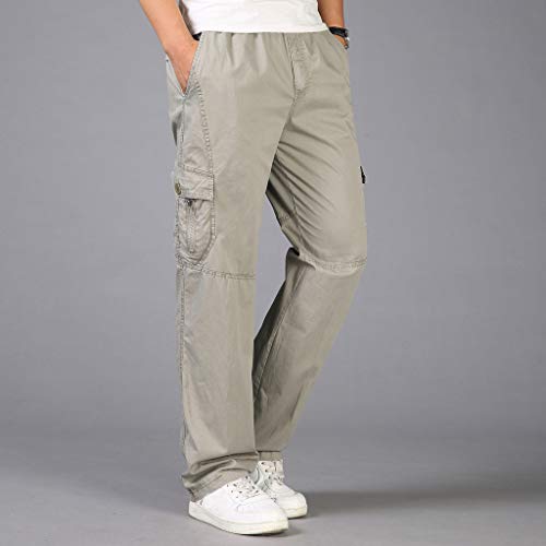 Mens Sweatpants, F_Gotal Menâ€™s Casual Multi-Pocket Plus Size Overall Sports Running Jogger Pants Trouser with Pockets Khaki
