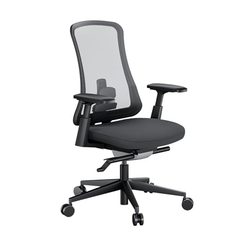 ProtoArc Ergonomic Desk Chair High Back Nylon Mesh, Incline Weight-Adaptive, Breathable Seat, Adjustable Arms, Tilt Lock (Flexer Pro – Black)