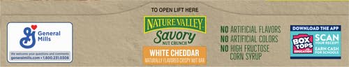 NATURE VALLEY SAVORY NUT CRUNCH BARS, WHITE CHEDDAR, 0.89 OZ, 5 BARS
