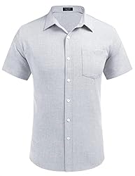 COOFANDY Men's Casual Button Down Shirt Chambray