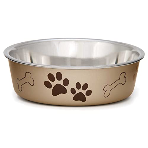 Loving Pets - Bella Bowls - Dog Food Water Bowl No Tip Stainless Steel Pet Bowl No Skid Spill Proof (Extra Large, Champagne)