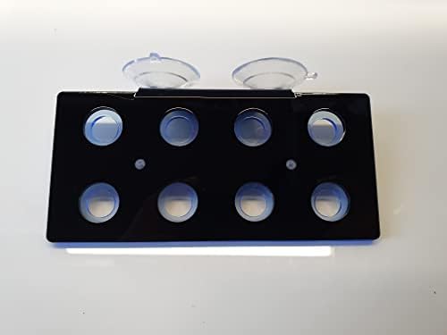 Reef Geeks Premium 8-Hole Acrylic Frag Rack – Dual Colour Coral Frag Holder with 38mm Suction Cups | UK-Sourced Reef-Safe Acrylic, Easy Clean. (Black-Light Blue)