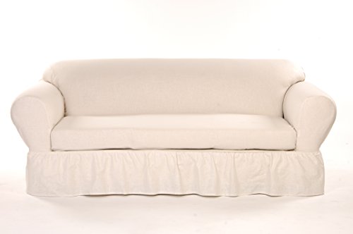 Classic Slipcovers WC102PRP 2 Piece Ruffled Sofa Slipcover, Khaki