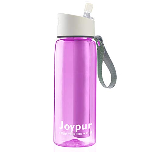 joypur Portable Water Bottle with Filter, Camping Filter Water Bottle for Travel Hiking Backpacking, 0.01 Micron Water Purifier Bottle Straw, Emergency Water Filter Bottle 24 Oz Leakproof