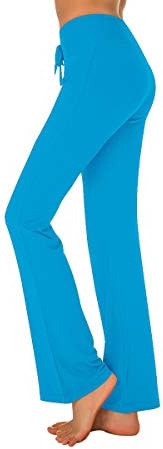 PACBREEZE Women's Bootcut Yoga Pants Comfortable High Waist Drawstring Lounge Pants(Lake Blue, Medium)